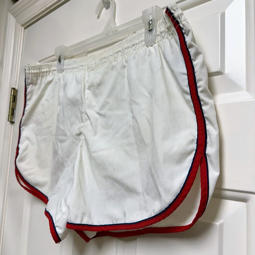 Christopher Rand VTG 70s 80s Running Gym Swim Shorts Lined Red White Cosplay Run